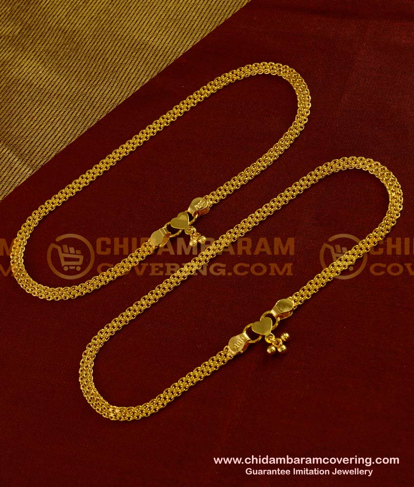 ANK006 - 12 Inch Bridal Wear Chain Design Gold Anklet Kolusu Design for Women