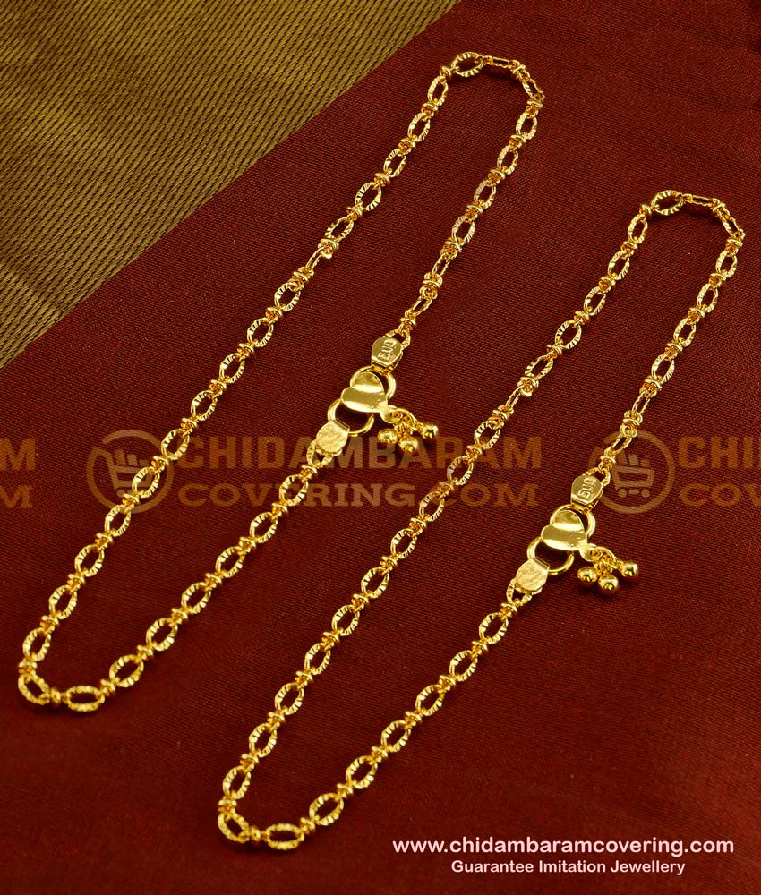 ANK020 - 10 Inch 1 Gm Gold Plated Simple Office Wear Anklet Design for Ladies