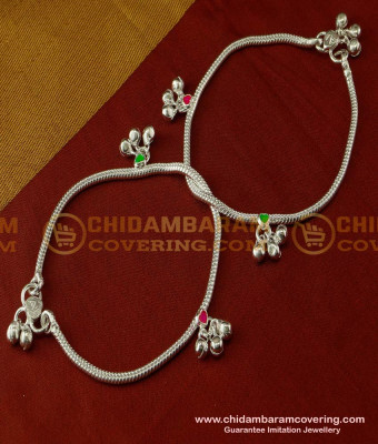 ANK026 - Stylish Look Silver Like White Metal Chain Anklet Velli Kolusu Design for Girls