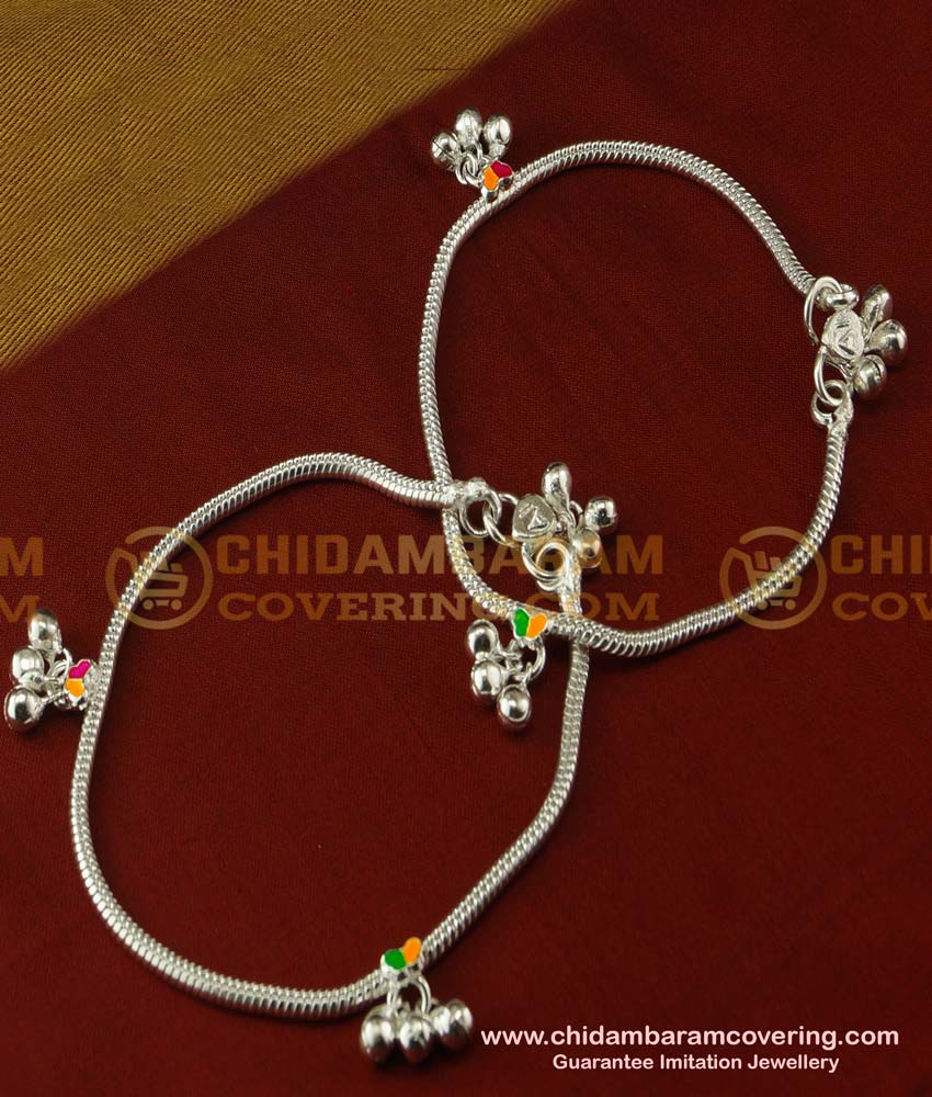 ANK025 - Trendy Colour Paint Silver Like White Metal Anklet White Metal Anklet Online Shopping
