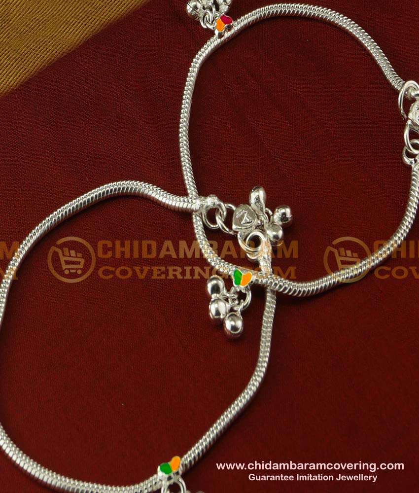 ANK025 - Trendy Colour Paint Silver Like White Metal Anklet White Metal Anklet Online Shopping