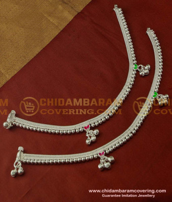 ANK030 - White Metal Heavy Beads Enamel Design Payal Buy Indian Artificial Jewellery Online
