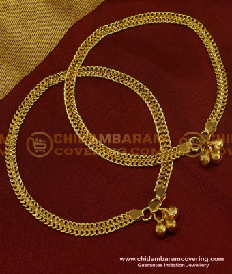 ANK033 - 11.5 Inch Bridal Wear Thick Chain Design Gold Anklet Kolusu Design for Women