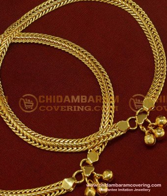 ANK034 - 10 Inch One Gram Gold Plated Flexible Chain Anklet Padasaram Design Buy Online 