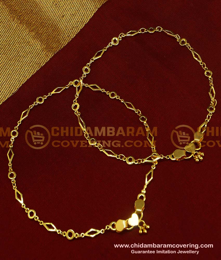 ANK040 - 11.5 Inch Latest Flexible Thin Chain Designer Padasaram Design Anklet for Girl