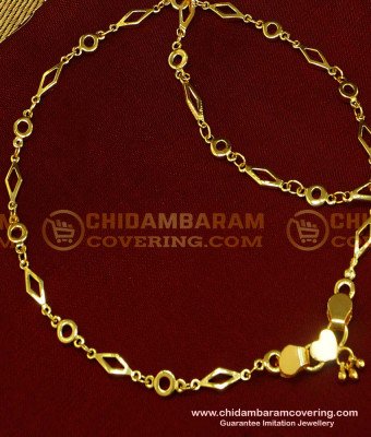 ANK040 - 10 Inch Latest Flexible Thin Chain Designer Padasaram Design Anklet for Girl