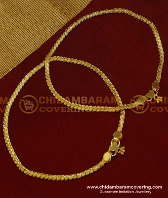 ANK043 - 10 Inch Gold Design Light Weight Daily Wear Thin Anklet Design Best Payal Design Online