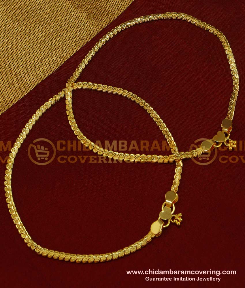 ANK043 - 11 Inch Gold Design Light Weight Daily Wear Thin Anklet Design Best Payal Design Online