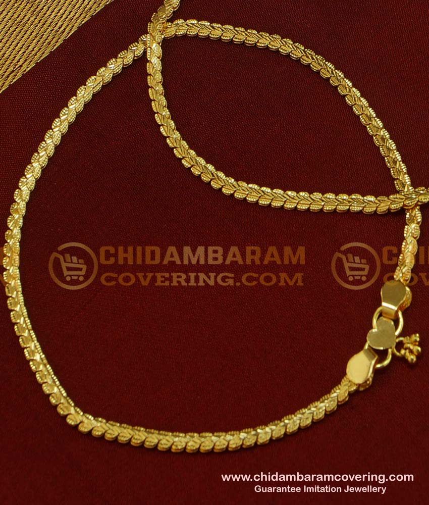 ANK043 - 11 Inch Gold Design Light Weight Daily Wear Thin Anklet Design Best Payal Design Online