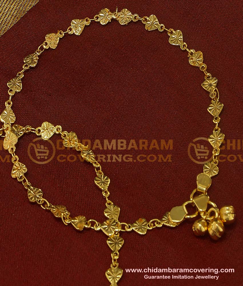 ANK044 - 11 Inch South Indian Gold Plated Guaranteed Anklet Payal Design for Girls
