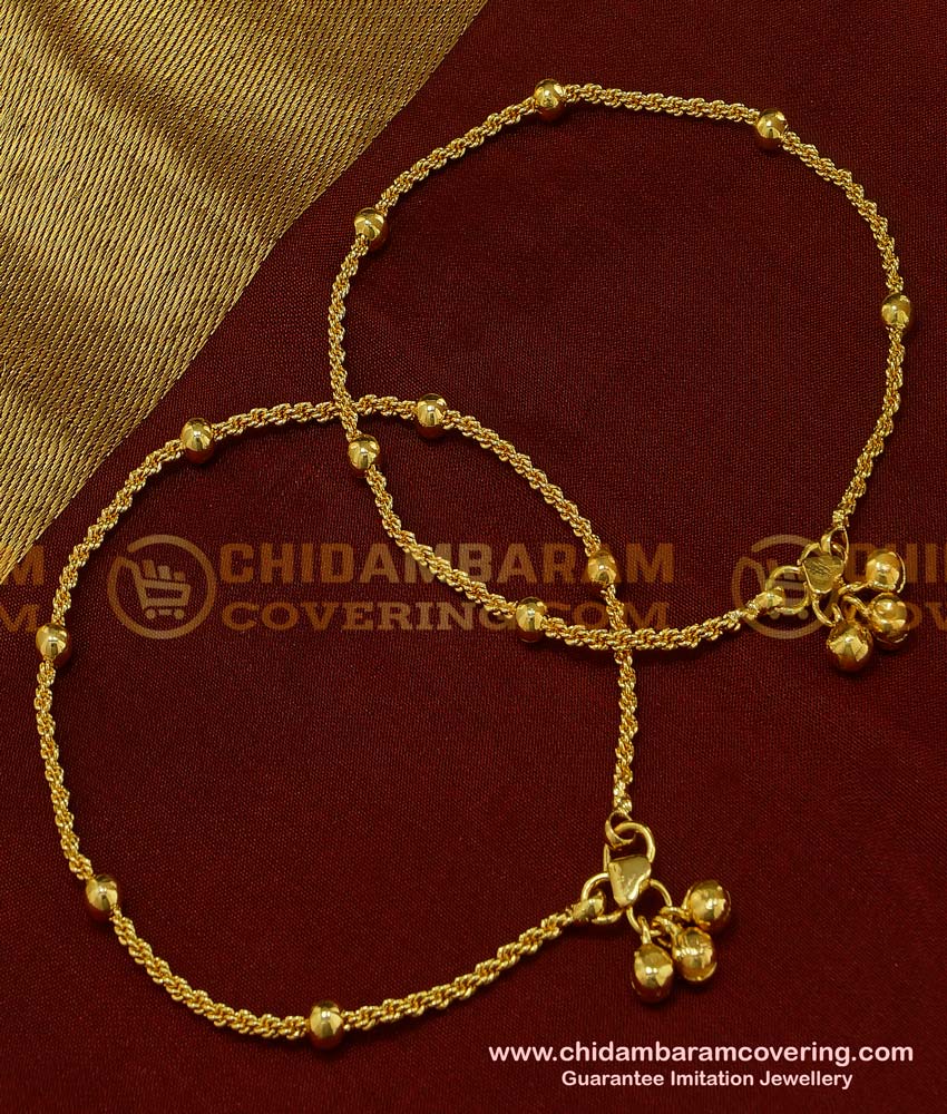 ANK046 - 12 Inch Trendy Light Weight Indian Daily Wear Ball Chain Anklet Design for Women