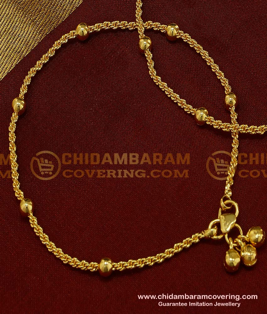 ANK046 - 12 Inch Trendy Light Weight Indian Daily Wear Ball Chain Anklet Design for Women