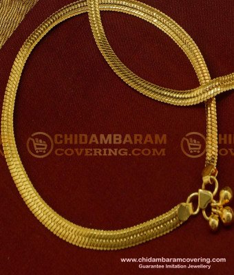 ANK048 - 10 Inch Real Gold Design Broad Anklet Flexible Chain Padasaram Design for Wedding