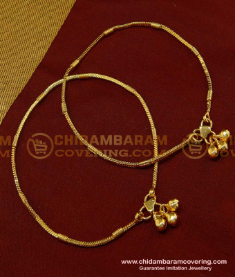 ANK050 - 10 Inch Light Weight Daily Wear Simple Thin Chain 1 Gram Gold Plated Anklet