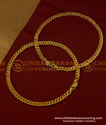 ANK052 - 10.5 Inches One Gram Gold Plated Thick Gold Chain Anklet Padasaram Design Buy Online