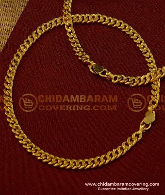 ANK052 - 10.5 Inches One Gram Gold Plated Thick Gold Chain Anklet Padasaram Design Buy Online