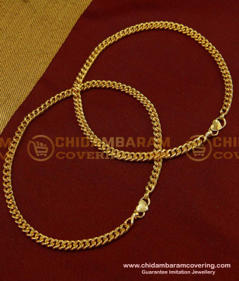 ANK052 - 9.5 Inches One Gram Gold Plated Thick Gold Chain Anklet Padasaram Design Buy Online