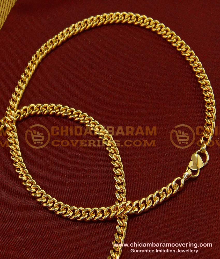 ANK052 - 10 Inches One Gram Gold Plated Thick Gold Chain Anklet Padasaram Design Buy Online