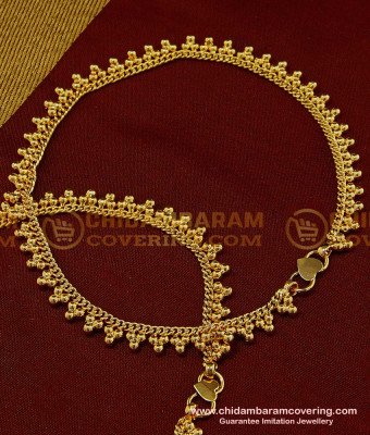 ANK053 - 11.5 Inch Real Gold Design Anklet Golden Beads Gold Plated Covering Payal Online Shopping