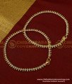 ANK055 - 11.5 Inch Modern White Stone Fancy Anklet Design Gold Plated Dulhan Payal Online 