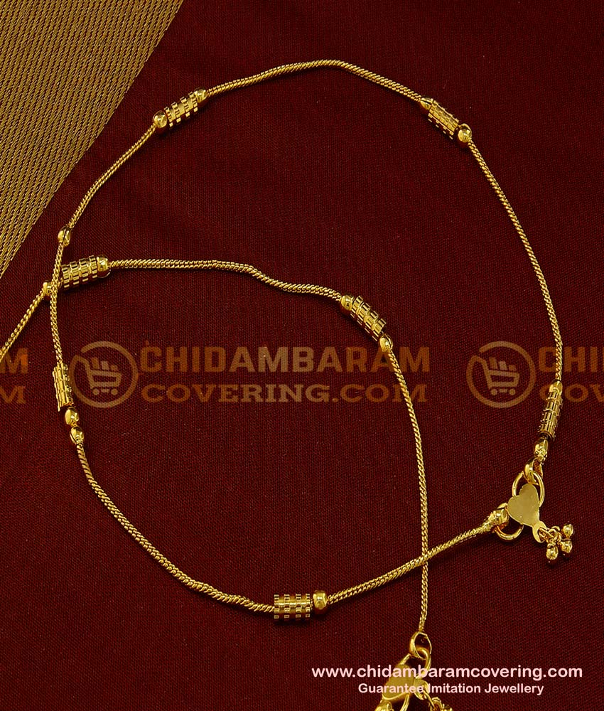 ANK056 - 12 Inch New Model Gold Plated Daily Wear Modern Simple Gold Anklet Payal for Women 