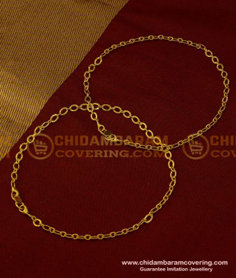 ANK061 - 10 Inch Beautiful Light Weight Designer Payal Link Chain Anklet One Gram Gold Jewelry 