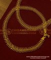 ANK063 - 8.5 Inch Gold Plated Leaf Design Broad Chain Type Anklet Kolusu Indian Jewellery