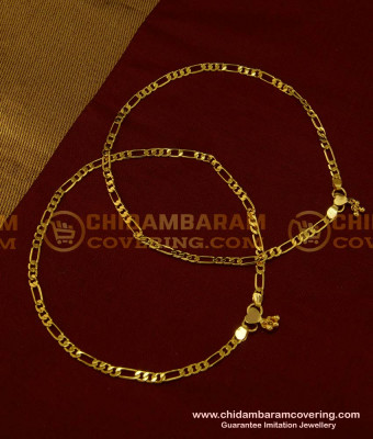 ANK069 - 12 Inch Real Gold Design Light Weight Sachin Chain Padasaram Anklet for Daily Use 