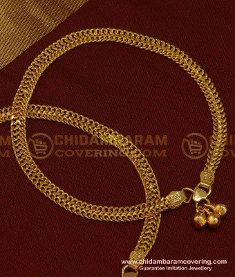 ANK072 - 10 Inches Buy Gold Payal Design Daily Wear Super Flexible Guaranteed Anklet Kolusu Designs Online  