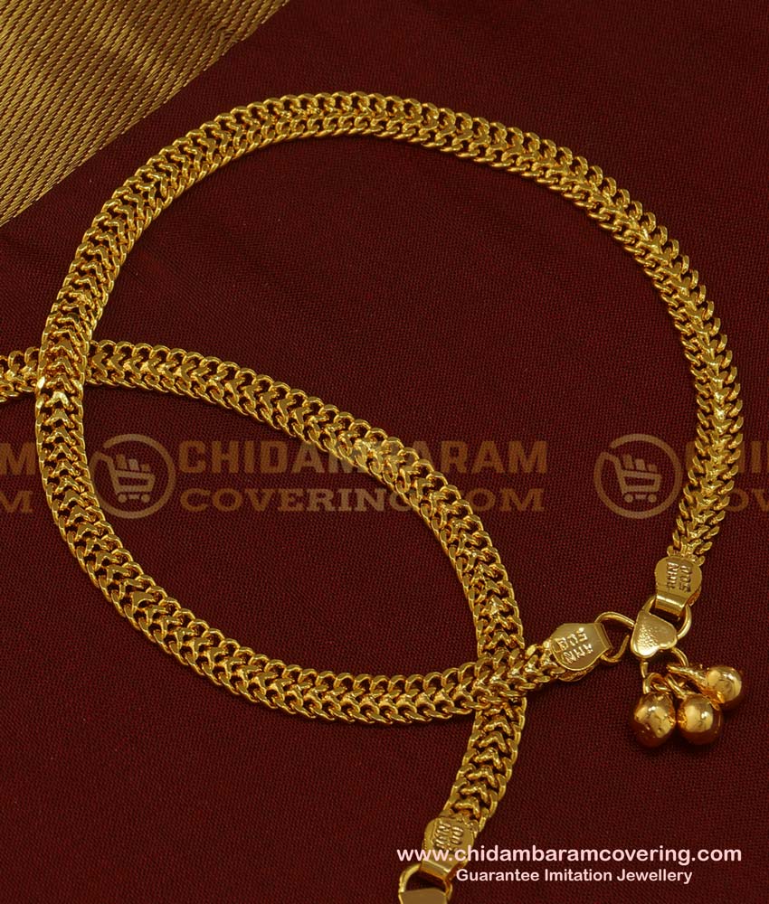 ANK072 - 10 Inches Buy Gold Payal Design Daily Wear Super Flexible Guaranteed Anklet Kolusu Designs Online  