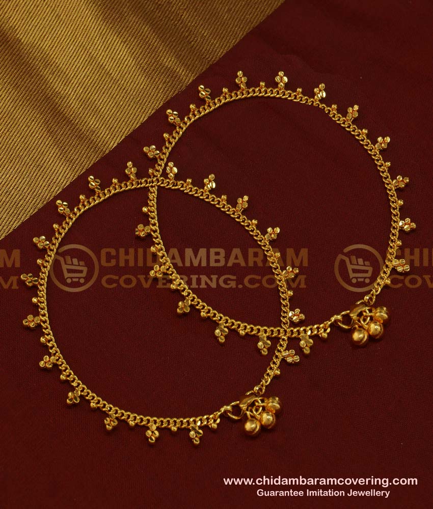 ANK075 - 11.5 Inch Latest Payal Design Gold Plated Dot Model Anklet Designs Online 
