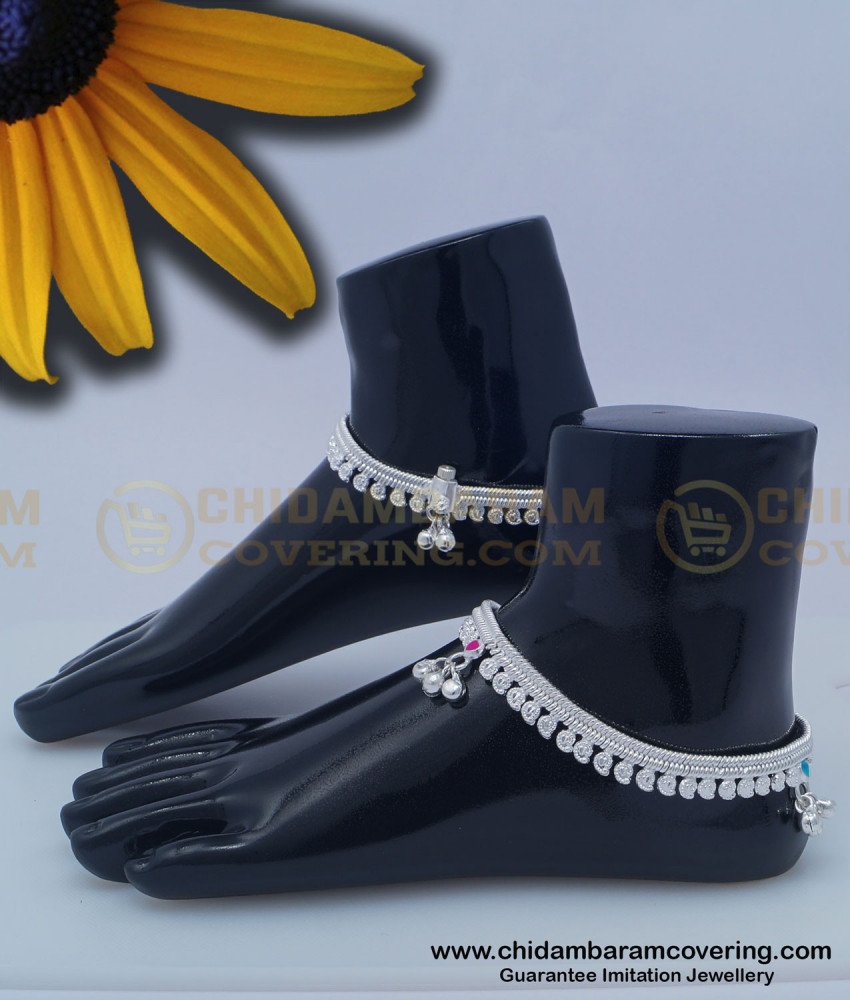 ANK085 - 10 Inches First Quality Mango Design Silver Anklet Velli Kolusu Collections for Daily Use 