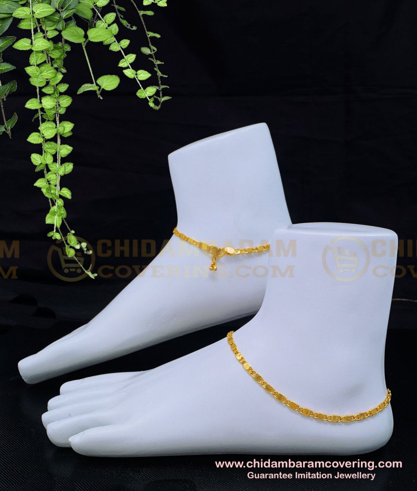 ANK088 - 12 Inch Light Weight Leg Padasaram Simple Chain Guarantee Anklet Imitation Jewelry Online