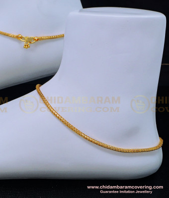 ANK090 - 9.5 Inches One Gram Gold Thin Roll Chain Anklet Gold Design Buy Online 