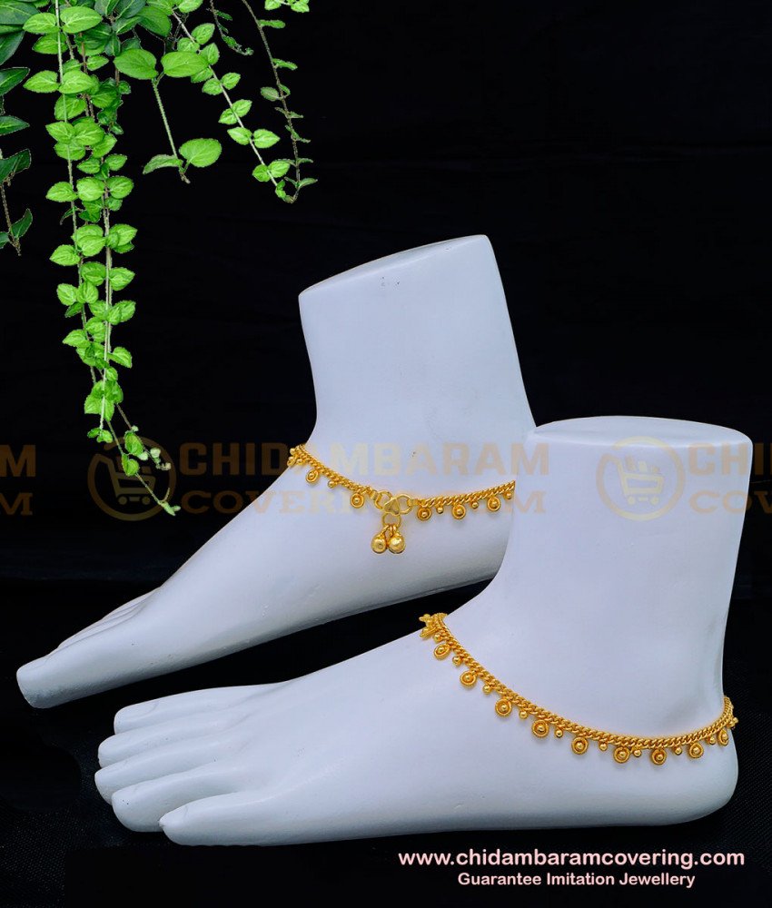 ANK101 - 10 Inches One Gram Jewellery New Anklet Design Light Weight Indian Daily Wear Payal Online