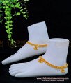 ANK105 - 11.5 Inches Traditional Muthu Kolusu Design One Gram Gold South Indian Anklet for Women  