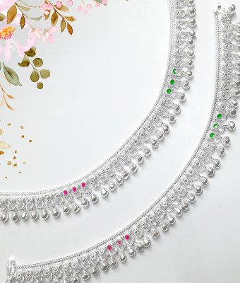 ANK108 - 10.5 Inches Wedding Anklet White Metal Heavy Sound Payal Buy Online