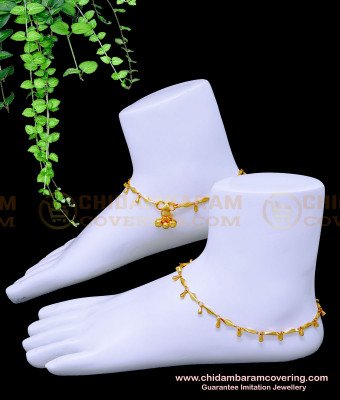 ANK111 - 10.5 Inch Modern Simple One Gram Gold Plated Anklets Design