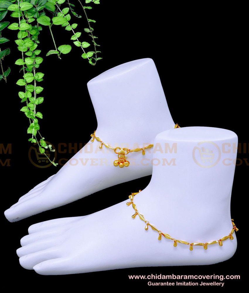 ANK111 - 11 Inch Modern Simple One Gram Gold Plated Anklets Design