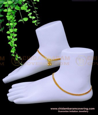 ANK112 - 10 Inch Daily Wear Chain Model Simple Gold Kolusu Designs