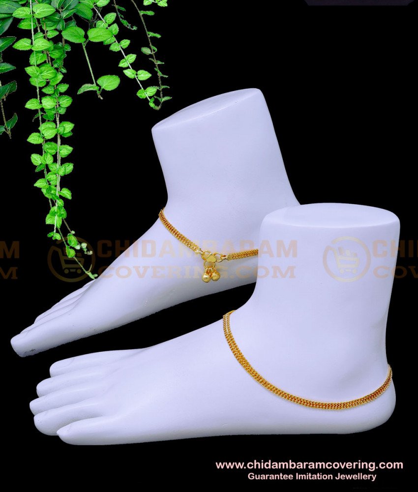 ANK112 - 11 Inch Daily Wear Chain Model Simple Gold Kolusu Designs