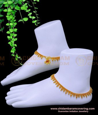 ANK114 - 11 Inch 1 Gram Gold Plated Daily Use Gold Anklet Designs for Ladies