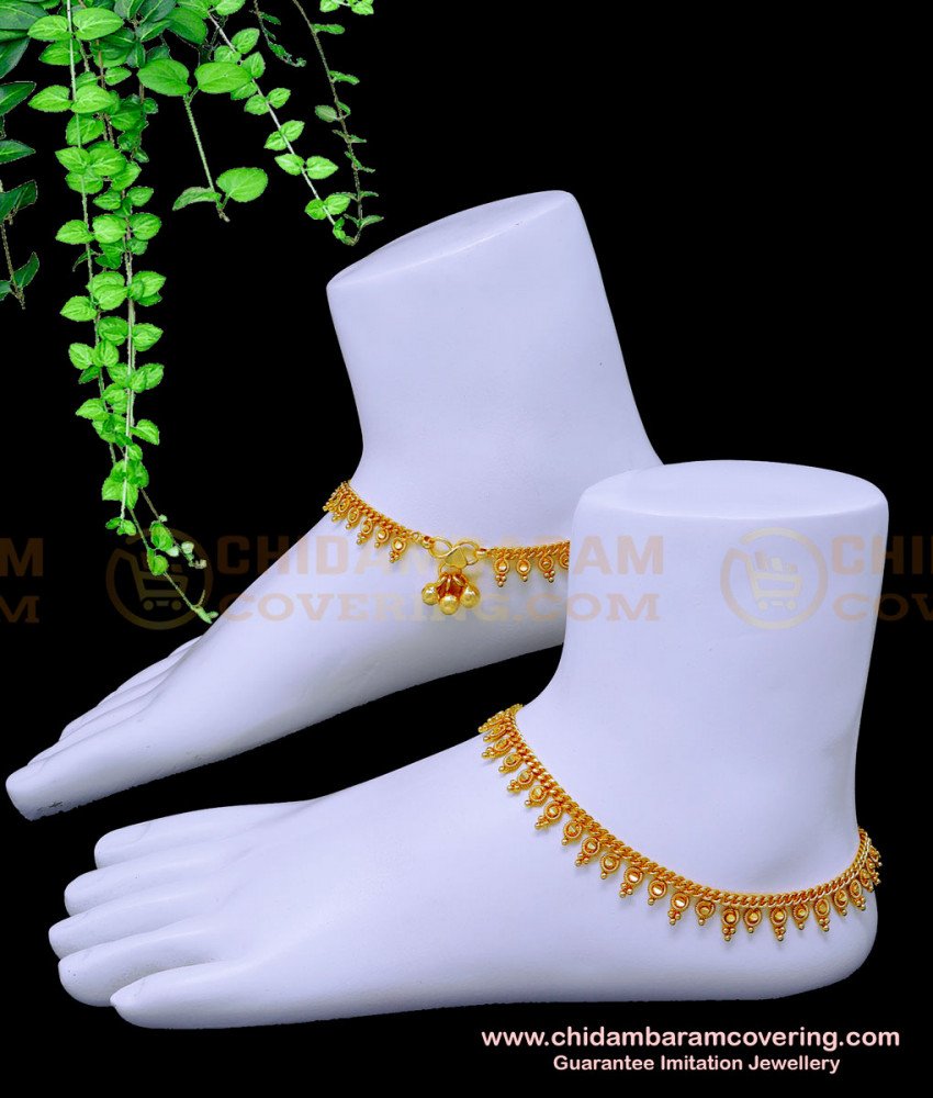 ANK114 - 11 Inch 1 Gram Gold Plated Daily Use Gold Anklet Designs for Ladies