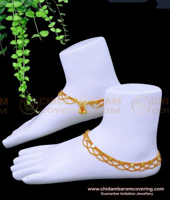 ANK115 - 10.5 Inch Beautiful Payal Design Artificial Anklets for Wedding