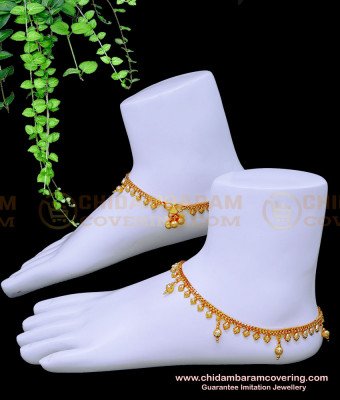 ANK116 - 10 Inch Latest Light Weight Anklet Designs Gold Plated Jewellery