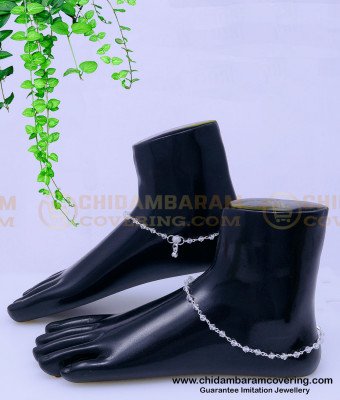 ANK120 - 10.5 Inch Simple Modern Silver White Crystal Anklets Designs