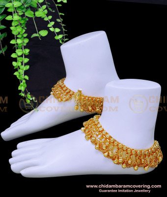 ANK119 - 11 Inch Wedding Heavy Anklets Bridal Gold Payal Design Online 