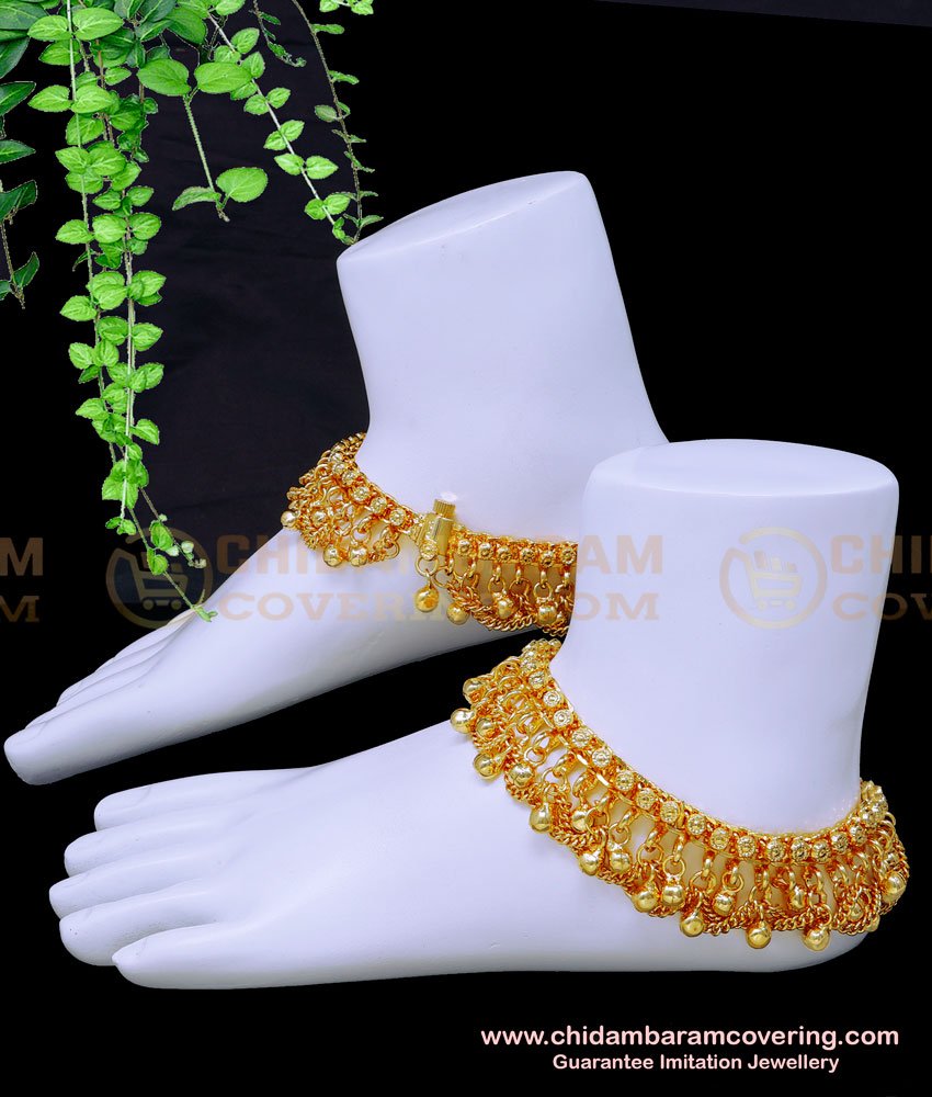 ANK119 - 11 Inch Wedding Heavy Anklets Bridal Gold Payal Design Online 