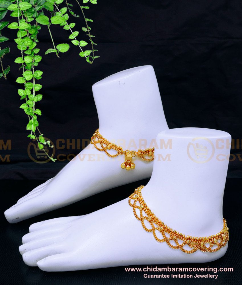 ANK129 - 10 Inch Traditional Hanging Chain Gold Anklet Designs Online