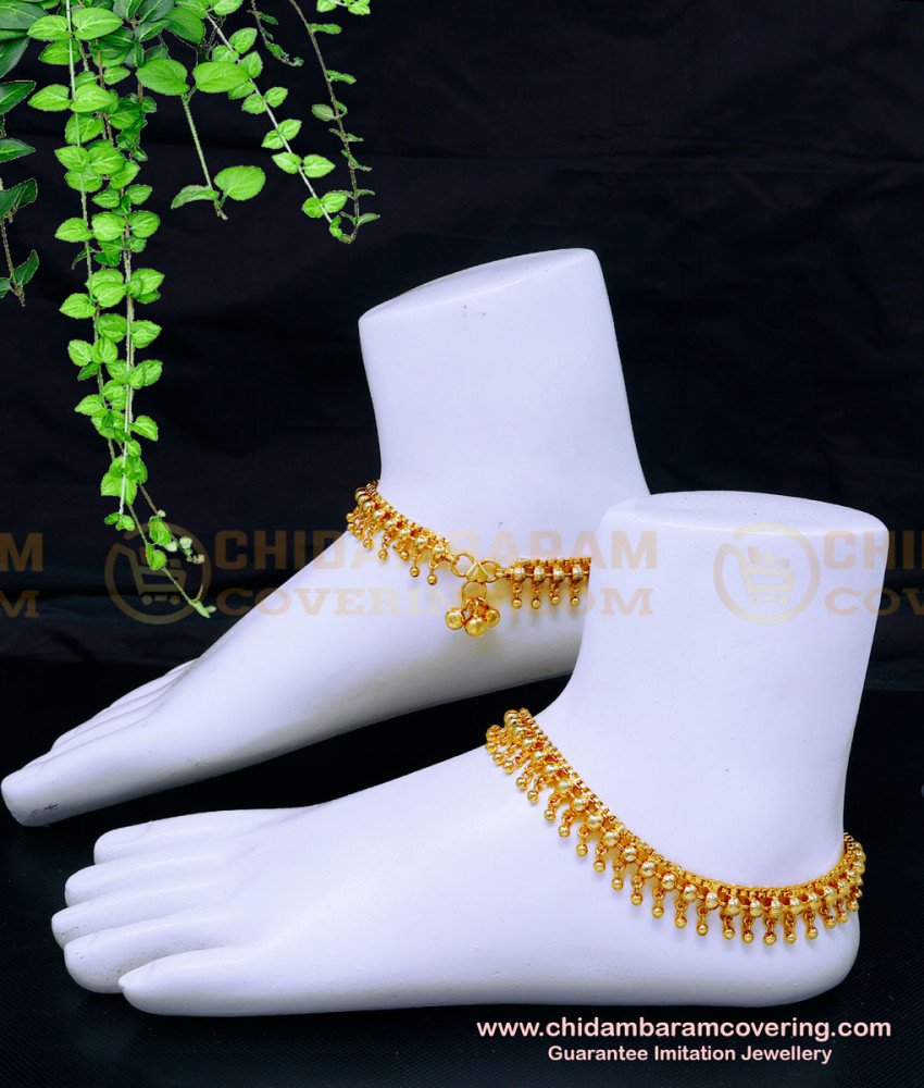 ANK131 - 10 Inch 1 Gram Gold Plated New Gold Payal Design for Women
